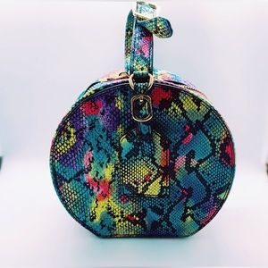 Multi-Colored, Faux Snake Skin Hand Bag